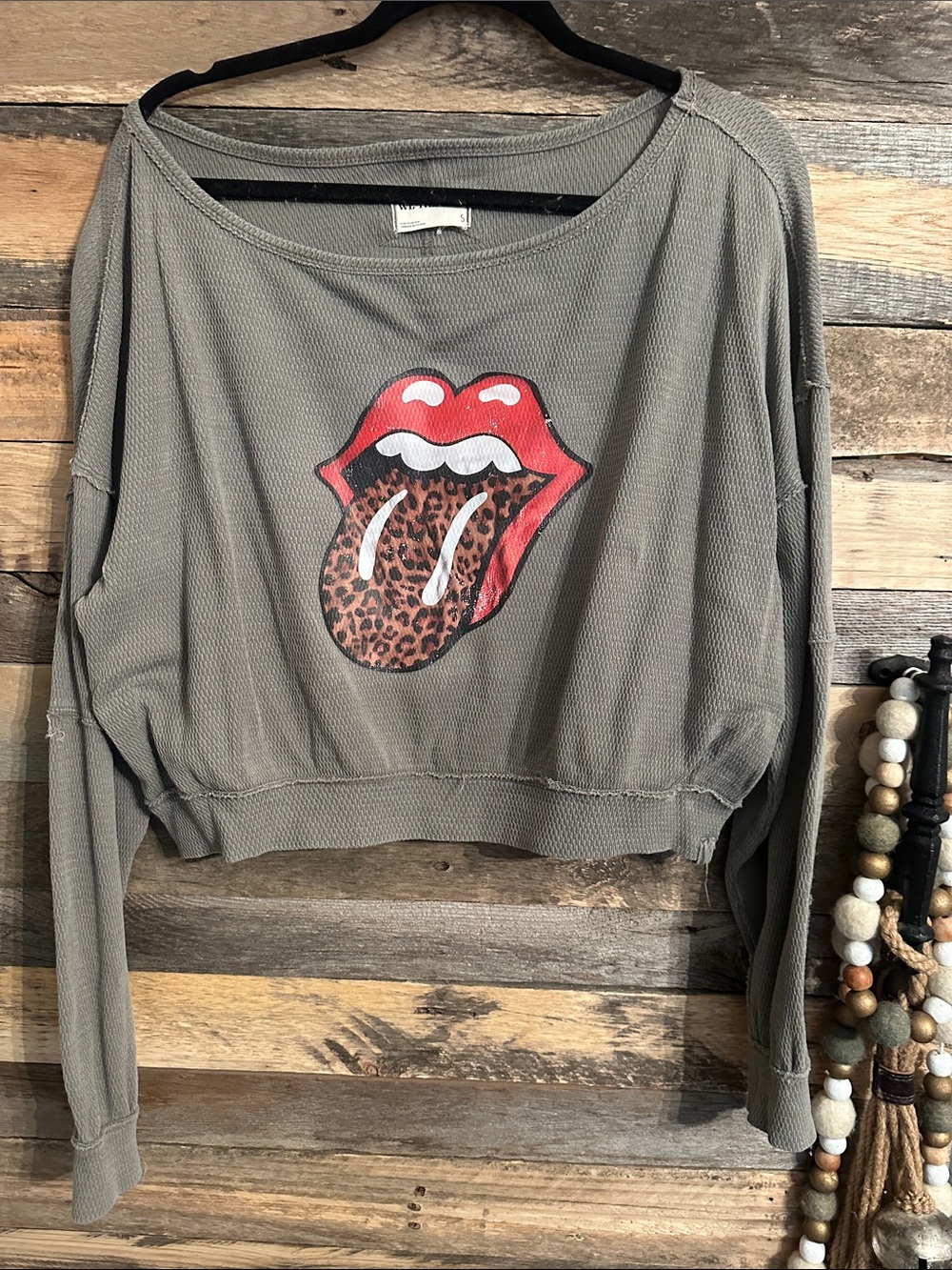 Free people Grey Cropped Thermal Top upcycle , we the free